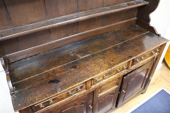 An 18th century oak dresser W.160cm